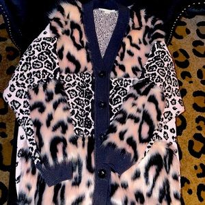 STELLA MCCARTNEY FAUX FUR LEOPARD CARDI-COAT SIZE 40 (US M-L)